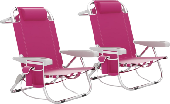 
NORTHIX, 
Folding Beach Chair Set, Adjustable Backrest, Pink, 
Detail 1
