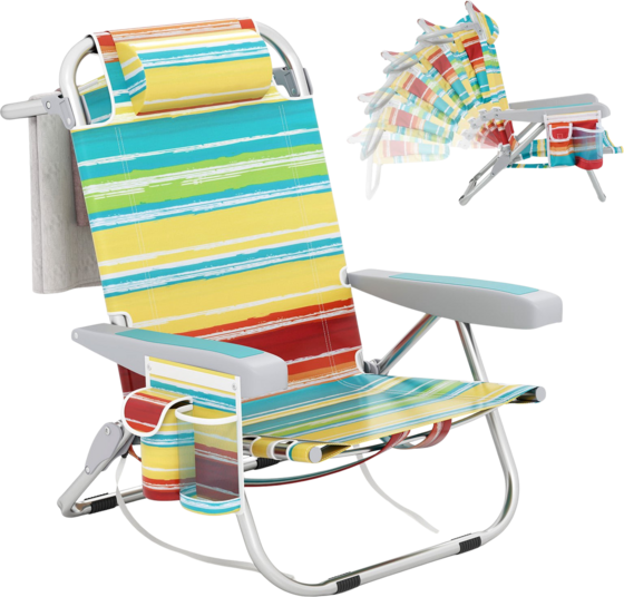 
NORTHIX, 
Folding Beach Chair With Adjustable Backrest, Blue Stripes, 
Detail 1
