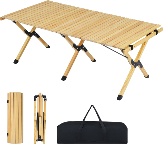 
NORTHIX, 
Folding Camping Table, 48 Inch Pine Wood With Carry Bag, 
Detail 1

