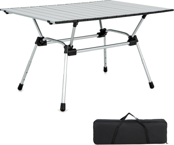 950440101101 NORTHIX Folding Camping Table With Carrying Bag, 4 Levels Height Adjustable 90 X 60.5 X 52 Cm Silver  Standard Detail