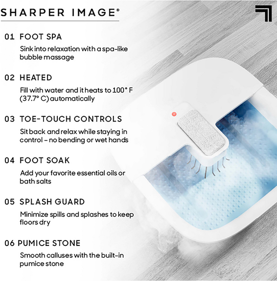 SHARPER IMAGE, Fotbad Med Massage/slipsten