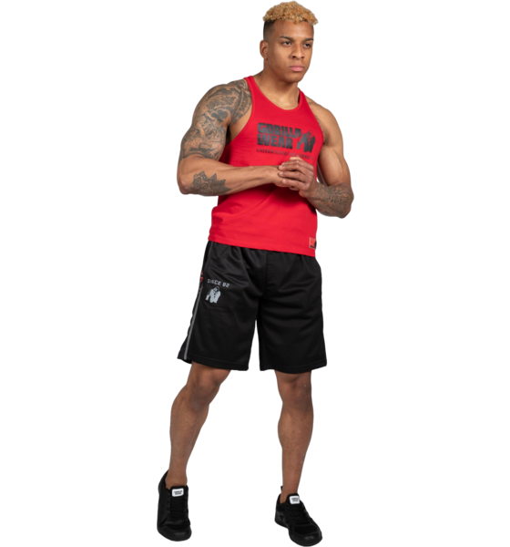 GORILLA WEAR Functional Mesh Shorts - Black/Red, 100% Polyester Athletic Shorts - View #9