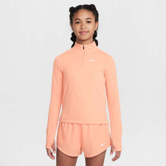 935903113101 NIKE Girls' Dri-fit Long-sleeve 1/4-zip Top Nike  Standard Detail