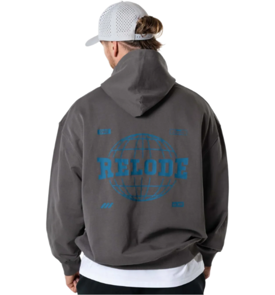 
RELODE, 
Global Hoodie - Gr&aring;, 
Detail 1
