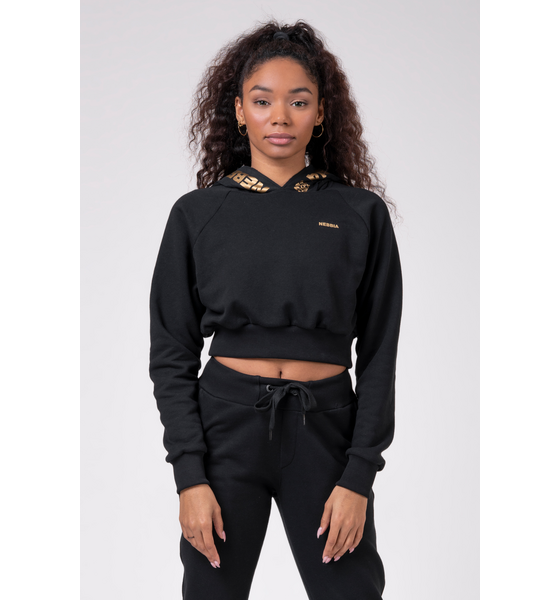 NEBBIA, Golden Cropped Hoodie 824