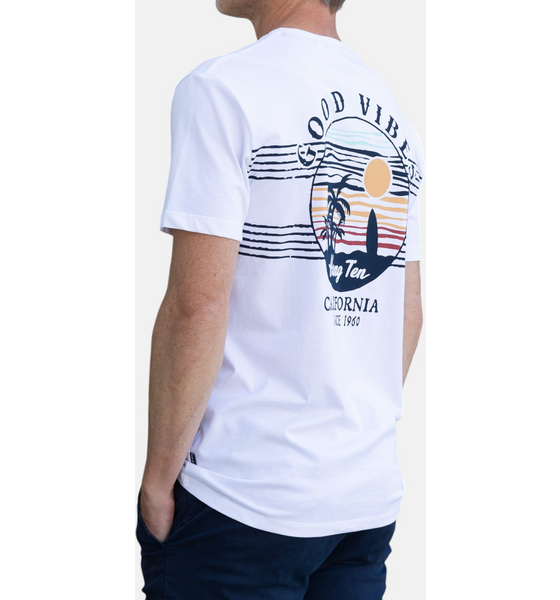 954924101101 HANG TEN Good Vibes Organic Cotton T-shirt - White  Model01 Detail