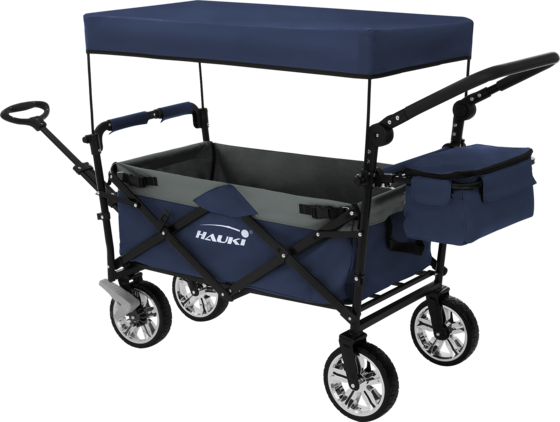 
HAUKI, 
Hauki Folding Wagon With Canopy, XXL Blue Grey, Camping and Beach Kids Cart with 2 Mesh Pockets, 
Detail 1
