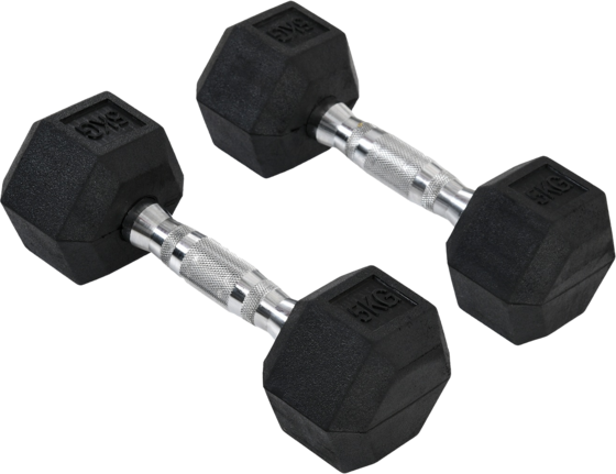 
NORTHIX, 
Hexagon Dumbbells Set Of 2, 2x5 Kg, Cast Iron With Rubber Cover, Black, 
Detail 1
