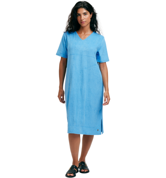 947868101101 EMMAMALENA Hilda Frotté Klänning Blue  Model01 Detail