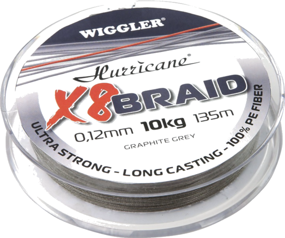 
HURRICANE, 
Hurricane X8 Braid Graphite Grey 0,08mm 7,2kg 135m, 
Detail 1
