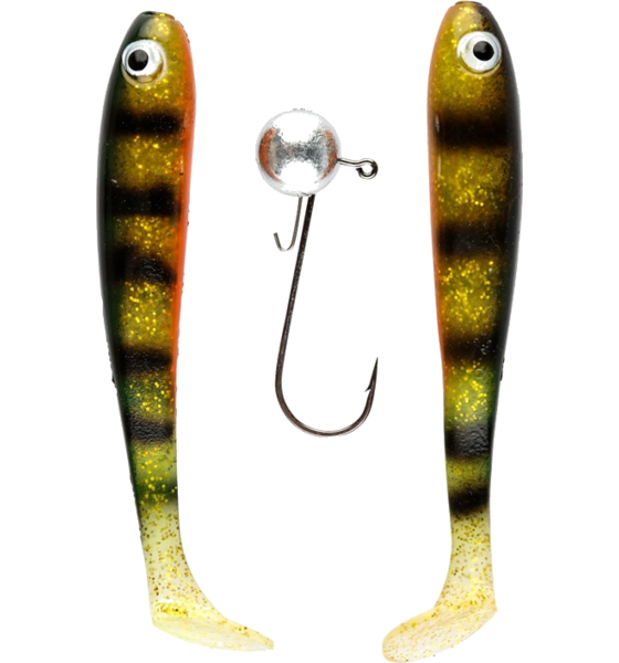 
IFISH, 
Ifish The Demon Shad 10cm, 2-pack Including Jig Head - Fluo Perch, 
Detail 1
