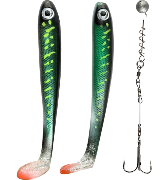 
IFISH, 
Ifish The Demon Shad 15cm, 2-pack Including Stinger - Hot Pike, 
Detail 1
