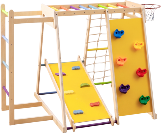 
NORTHIX, 
Indoor Jungle Gym Playground With Slide  Basketball Hoop, 
Detail 1
