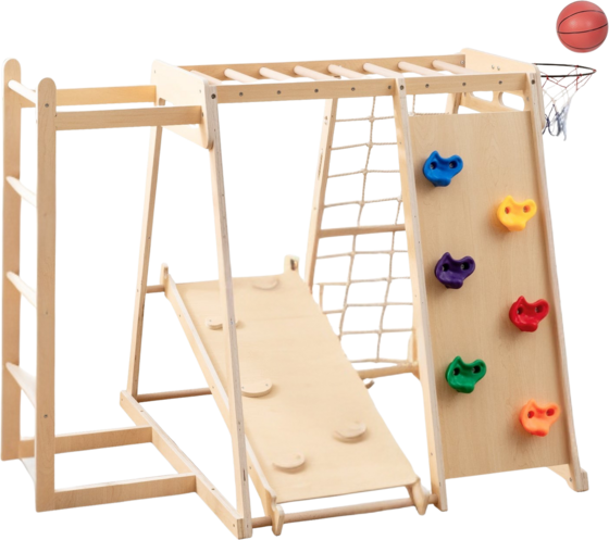 
NORTHIX, 
Indoor Jungle Gym Playground With Slide  Climbing Wall, 
Detail 1
