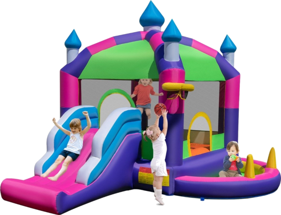 
B2X, 
Inflatable Bouncy Castle With Sun Roof  Slide  Basketball Hoop  Ring Toss Game  Repair Kit, 
Detail 1

