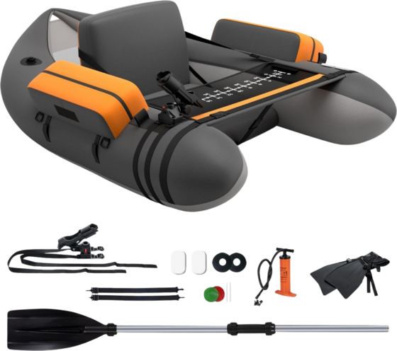 
NORTHIX, 
Inflatable Fishing Float Tube With Adjustable Backrest, 135x109x54 Cm, Gray, 
Detail 1
