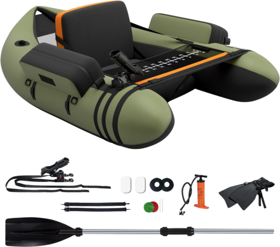 
NORTHIX, 
Inflatable Fishing Float Tube With Adjustable Backrest, 135x109x54 Cm, Green, 
Detail 1
