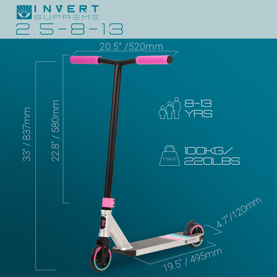INVERT, Invert Supreme Intermediate Stunt Scooter For Ages 8-13