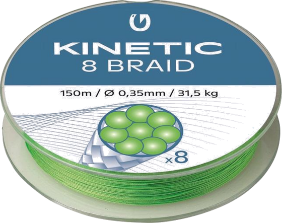 
KINETIC, 
Kinetic 8 Braid 150m 0,14mm/11,5kg Fluo Green, 
Detail 1
