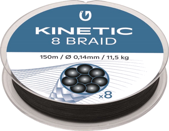 
KINETIC, 
Kinetic 8 Braid 150m 0,35mm/31,5kg Black, 
Detail 1
