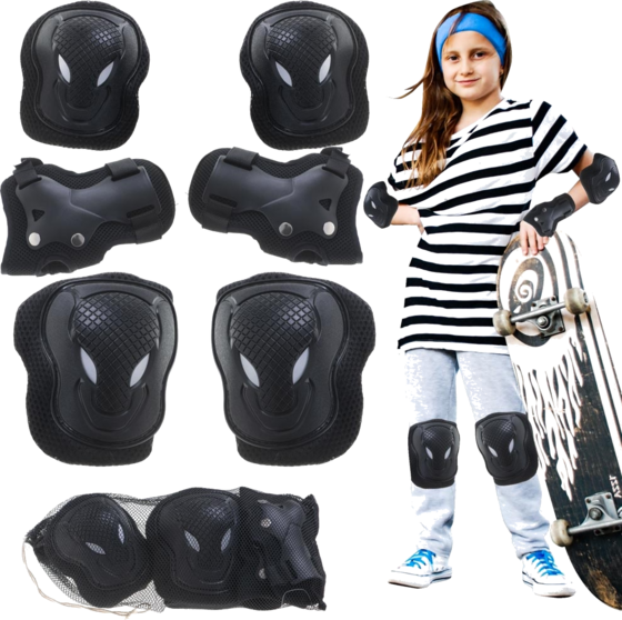 
B2X, 
L-brno Knee Elbow Wrist Protectors Roller Bike Scooter Set Black, 
Detail 1
