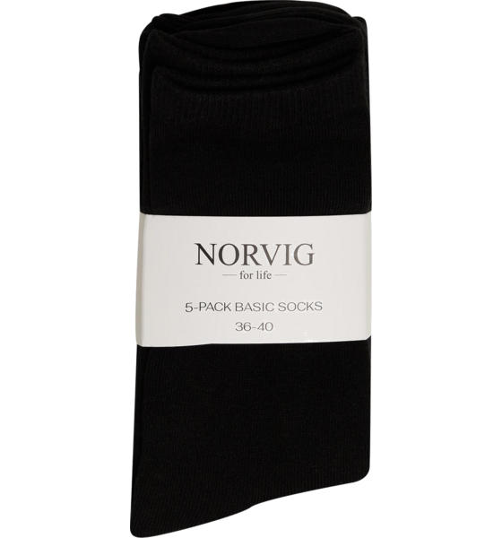 NORVIG, Ladies Basic Socks 5-pack In Size 36-40