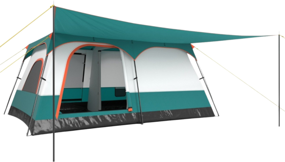 
NORTHIX, 
Large Tent With Awning  Floor  2 Rooms  2 Entrances  Carrying Bag Camping Tent Family Tent L, 
Detail 1
