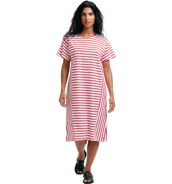 947861101101 EMMAMALENA Lina Dress Stripe White Red  Model01 Detail