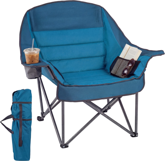 
NORTHIX, 
Oversized Camping Chair With Cup Holder &ndash; Blue, 500 Lbs Capacity, 
Detail 1
