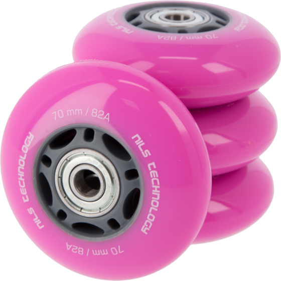 
NORTHIX, 
Pink 70x24 82a Wheels (4) + Abec-7 Bearings (8) Set, 
Detail 1
