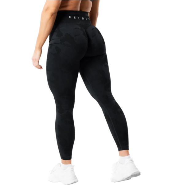952112101101 RELODE Prime Scrunch Camo Tights - Svart  Model01 Detail