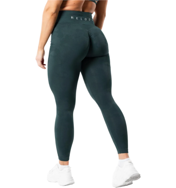952133101101 RELODE Prime Scrunch Camo Tights - Teal  Model01 Detail