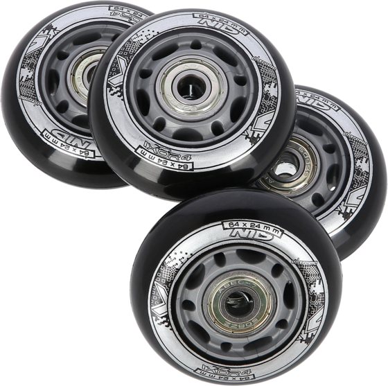 
NORTHIX, 
Pu 64x24 82a Black Wheels  Abec-9 Bearings Set, 
Detail 1
