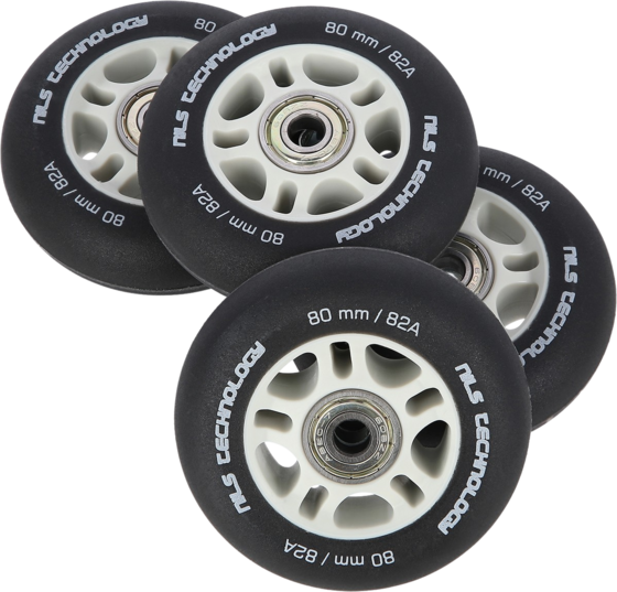 
NORTHIX, 
Pu 80x24 Black Mat Wheels (4) + Abec-9 Bearings (8) Set, 
Detail 1
