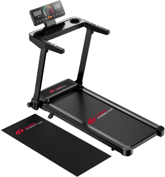 
HOMEFITNESSCODE, 
Q8 Folding Treadmill 1&ndash;12km/h, 3.0hp, 5% Incline, 12 Programs (mat), 
Detail 1
