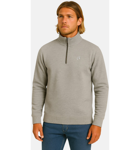 947830101101 HANG TEN Quarter Zip Sweatshirt - Heather Grey 947830101101 HANG TEN Quarter Zip Sweatshirt - Heather Grey Model01 Detail