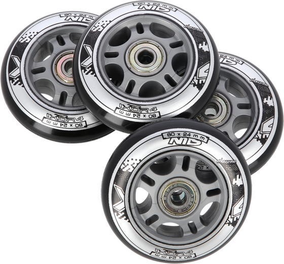 
NORTHIX, 
Roller Skate Wheels 80x24mm Black, Abec-9 Bearings Set, 
Detail 1
