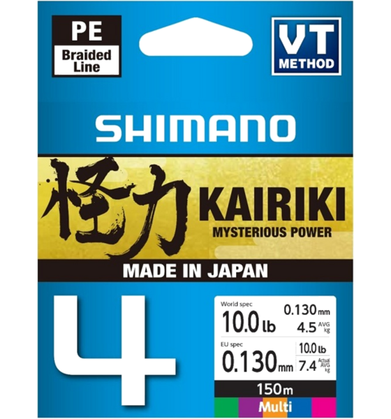 
SHIMANO, 
Shimano Line Kairiki 4 150m 0.13mm 7.4kg Multi Color, 
Detail 1

