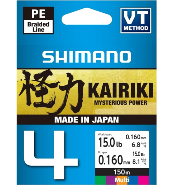 
SHIMANO, 
Shimano Line Kairiki 4 150m 0.16mm 8.1kg Multi Color, 
Detail 1
