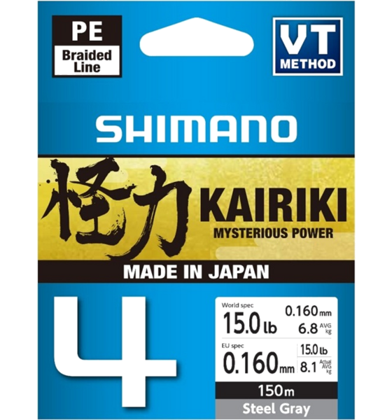 
SHIMANO, 
Shimano Line Kairiki 4 150m 0.16mm 8.1kg Steel Gray, 
Detail 1
