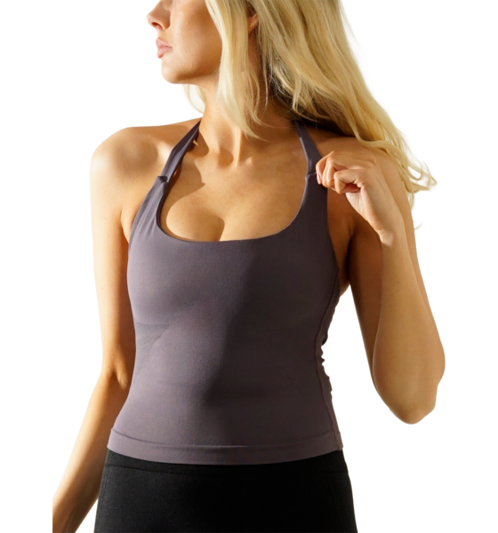 
OYOJ, 
Silkshape Halterneck Top - Dark Violet, 
Detail 1
