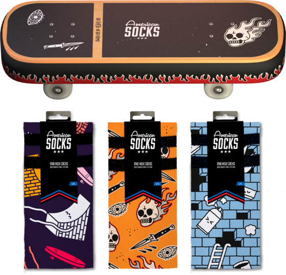 
AMERICAN SOCKS, 
Skateboard - Giftbox, 
Detail 1
