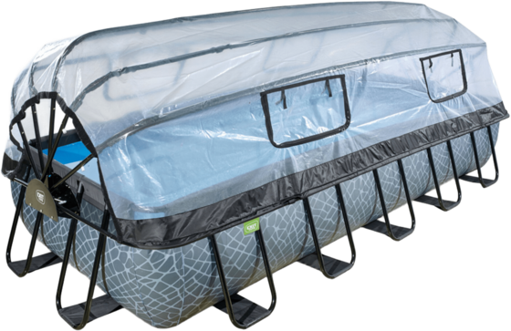 
EXIT, 
Stone Pool 540x250x100cm Med Sandfilterpump Och Tak Och V&auml;rmepump - Gr&aring;, 
Detail 1
