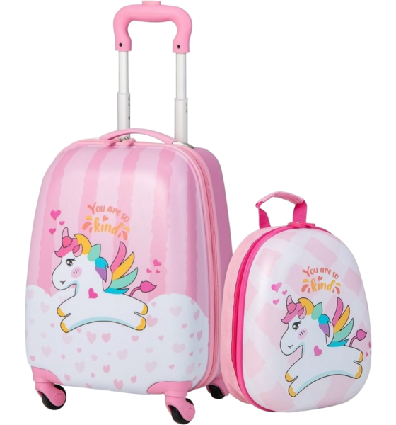 956772101101 B2X Suitcase Set 2 Pieces Unicorn 16'' Children's Suitcase + 12'' Backpack Pink  Standard Detail
