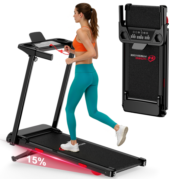 
HOMEFITNESSCODE, 
Treadmill Q5 With 15% Automatic Incline, Brushless Motor, Speed ​​1-12km/h, 
Detail 1
