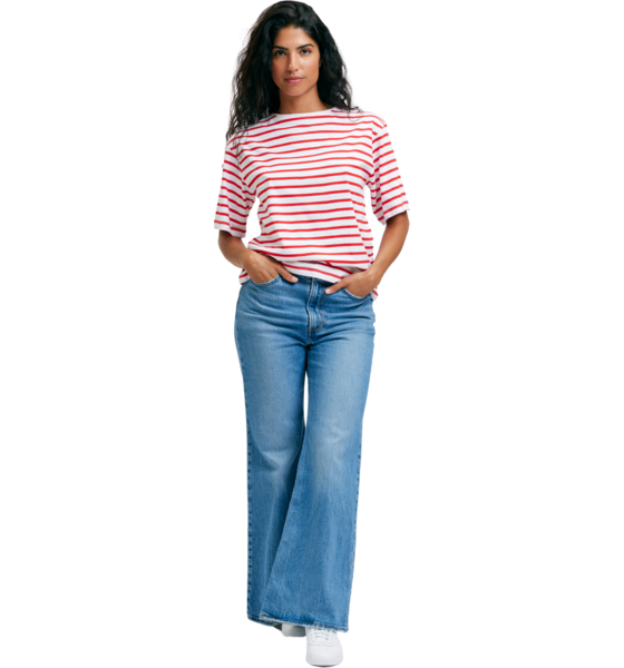 947645101101 EMMAMALENA Tuva T-shirt Stripe White Red  Model01 Detail