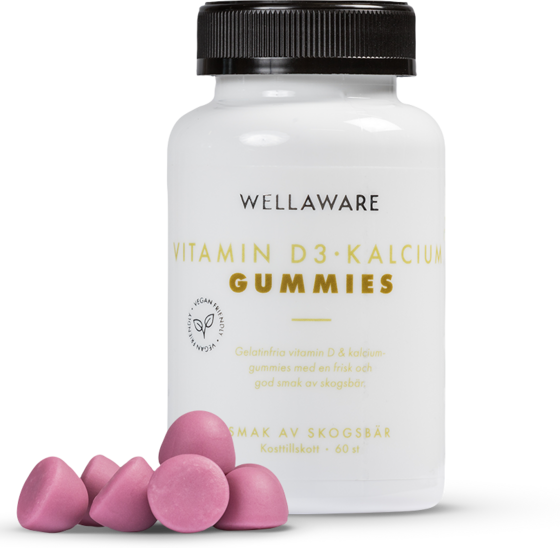 
WELLAWARE, 
Vitamin D3 och Kalcium Gummies, 
Detail 1
