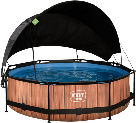 
EXIT, 
Wood Pool &Oslash;300x76cm Med Filterpump Och Solsegel - Brun, 
Detail 1
