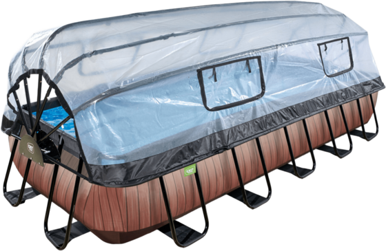 
EXIT, 
Wood Pool 540x250x100cm Med Sandfilterpump Och Tak - Brun, 
Detail 1
