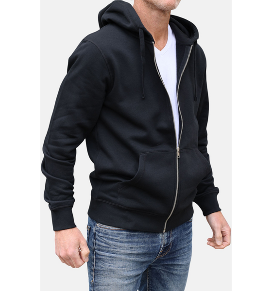 947836101101 HANG TEN Zip Organic Cotton Hoodie - Black  Model01 Detail